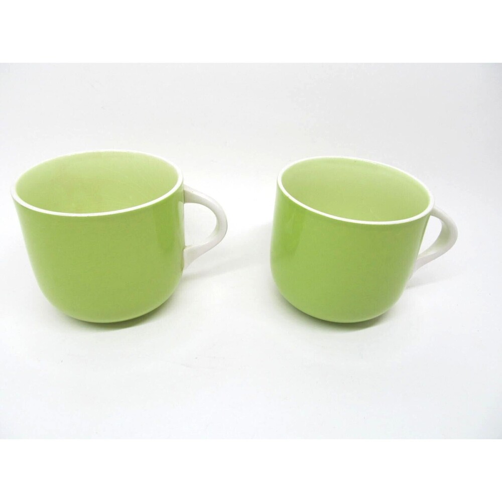 Mikasa Foliage Set Of 2 Green And White Cups Only No Saucers Made 1974-1975 Only